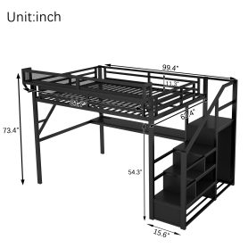 Metal Queen Size Loft Bed With Desk, Charging Station, Stairs And Light 31 Metal Queen Size Loft Bed With Desk, Charging Station, Stairs And Light