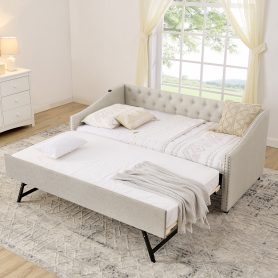 Twin Size Daybed with USB Charging & Pull-out Extendable Bed