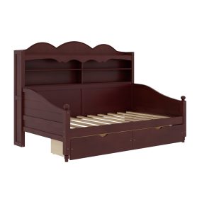 Wooden Twin Daybed With Storage Drawers and Storage Headboard Shelving 26 Wooden Twin Daybed With Storage Drawers and Storage Headboard Shelving