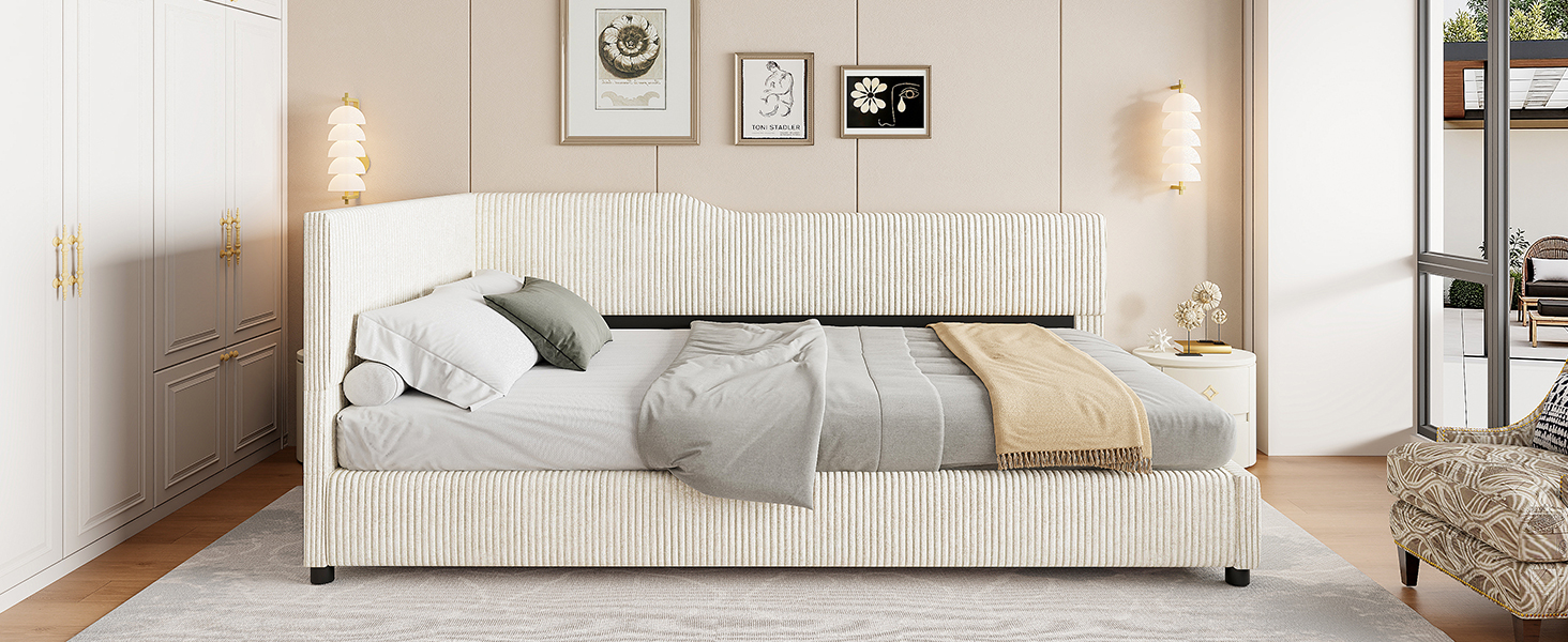 Full Size L-Shaped Corduroy Daybed 17 Full Size L-Shaped Corduroy Daybed