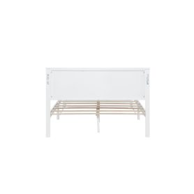 Queen Size Bed with Tall-Panel Headboard & Footboard, Built-in LED Lights, USB Charging Station