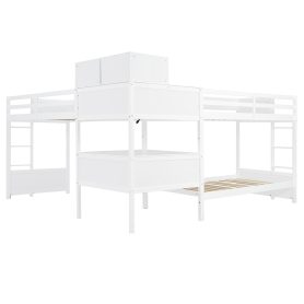 Twin Size L-shaped Bunk Bed With Built-in Desk, 4 Drawers And USB Ports & Power Outlet 30 Twin Size L-shaped Bunk Bed With Built-in Desk, 4 Drawers And USB Ports & Power Outlet