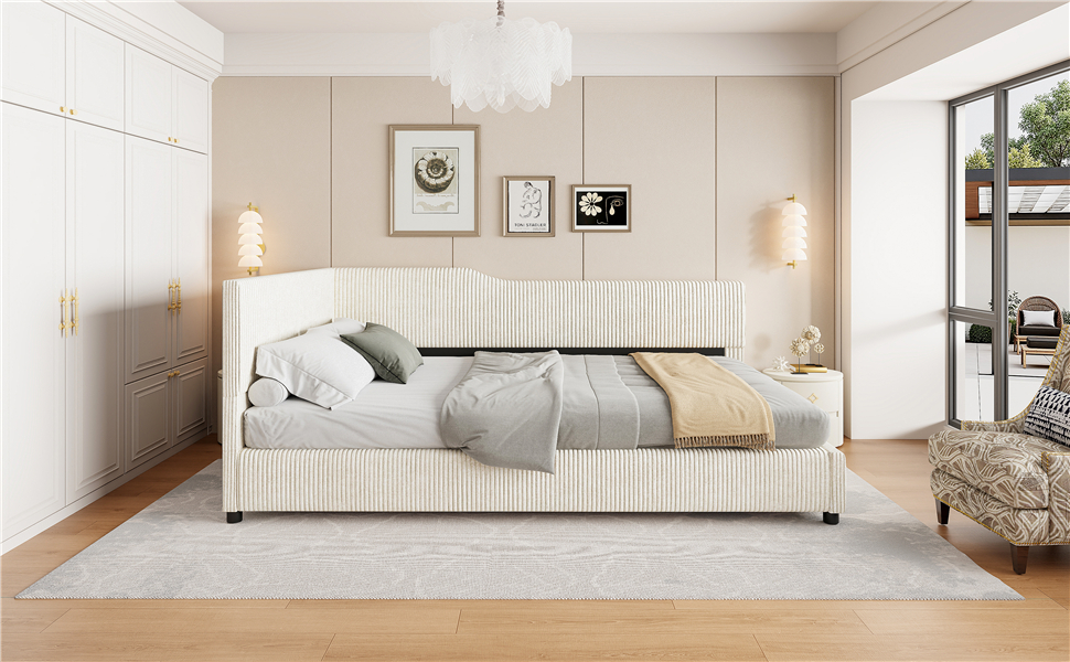 Full Size L-Shaped Corduroy Daybed 15 Full Size L-Shaped Corduroy Daybed