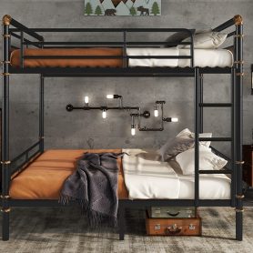 Queen Over Queen Metal Bunk Bed With Safety Guard Rails 39 Queen Over Queen Metal Bunk Bed With Safety Guard Rails