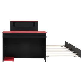 Twin Size Wood Daybed with Twin Size Trundle, Desk, LED light and USB