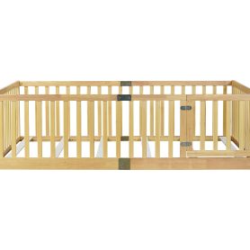 Full Size Floor Bed With High Fence Railings
