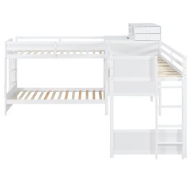 Twin Size L-shaped Bunk Bed With Built-in Desk, 4 Drawers And USB Ports & Power Outlet 38 Twin Size L-shaped Bunk Bed With Built-in Desk, 4 Drawers And USB Ports & Power Outlet