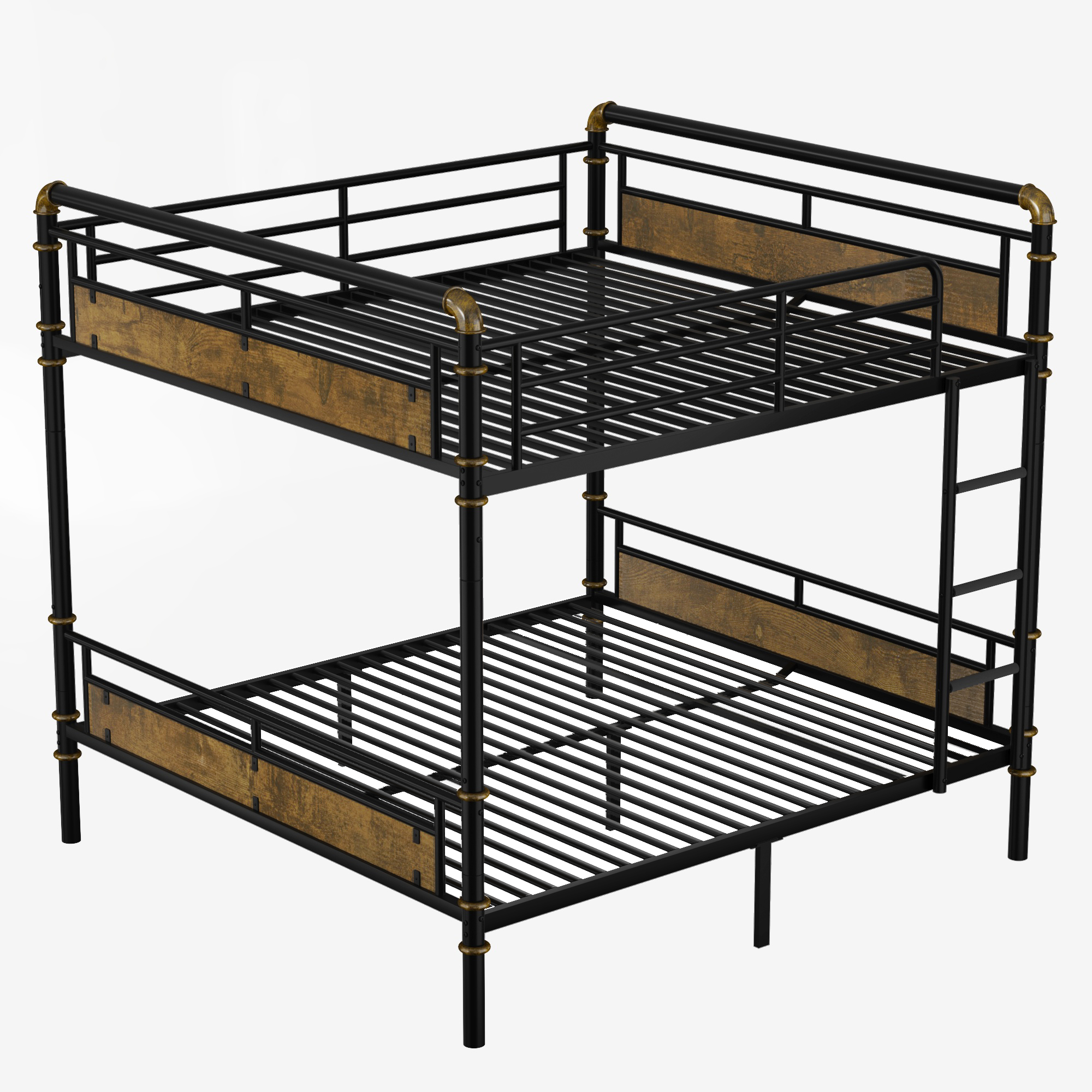 Queen Over Queen Metal Bunk Bed With Safety Guard Rails 11 Queen Over Queen Metal Bunk Bed With Safety Guard Rails