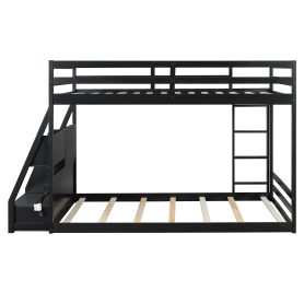 Full Bunk Bed with APP-Controlled LED Lights, USB Ports, Storage Shelves and 2 Drawers