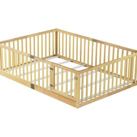 Full Size Floor Bed With High Fence Railings