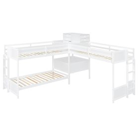 Twin Size L-shaped Bunk Bed With Built-in Desk, 4 Drawers And USB Ports & Power Outlet 33 Twin Size L-shaped Bunk Bed With Built-in Desk, 4 Drawers And USB Ports & Power Outlet