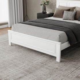 Queen Size Bed with Tall-Panel Headboard & Footboard, Built-in LED Lights, USB Charging Station