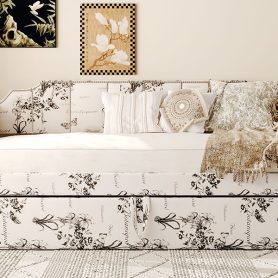 Twin Size Upholstered Daybed with Pop-Up Trundle & USB Charging Ports 54 Twin Size Upholstered Daybed with Pop-Up Trundle & USB Charging Ports