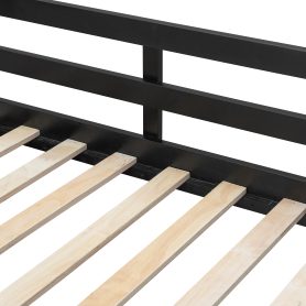 Full Size Gaming Loft Bed with Integrated Desk & RGB LED Lights, Pro-Gamer Bed with Power Outlet, Large Bookshelf, Pegboard, Keyboard Tray & Storage Drawer