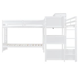 Twin Size L-shaped Bunk Bed With Built-in Desk, 4 Drawers And USB Ports & Power Outlet 41 Twin Size L-shaped Bunk Bed With Built-in Desk, 4 Drawers And USB Ports & Power Outlet