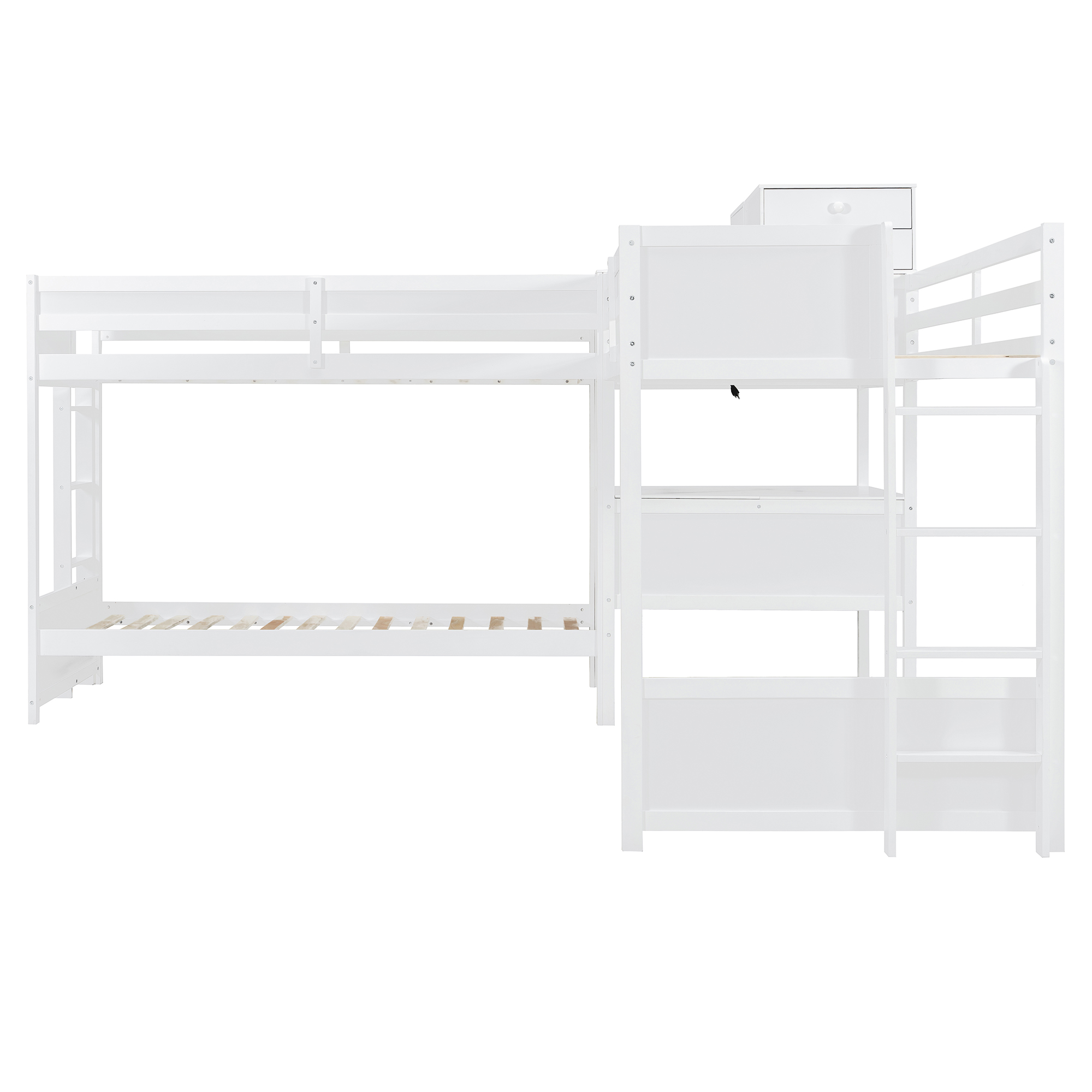 Twin Size L-shaped Bunk Bed With Built-in Desk, 4 Drawers And USB Ports & Power Outlet 20 Twin Size L-shaped Bunk Bed With Built-in Desk, 4 Drawers And USB Ports & Power Outlet