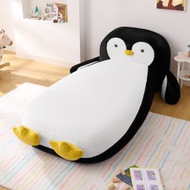Twin Size Fluffy Faux Fur Penguin Shaped Bed