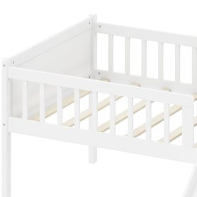 Wooden Twin Bed Frame With Storage Shelf, Guardrail, Slide And Ladder