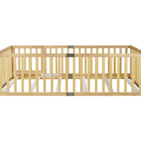 Full Size Floor Bed With High Fence Railings