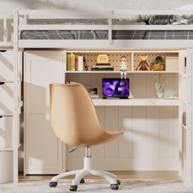 Full Loft Bed Frame with Built-In Wardrobe, Study Desk, Storage Shelves & Lights 51 Full Loft Bed Frame with Built-In Wardrobe, Study Desk, Storage Shelves & Lights