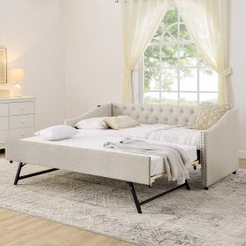 Twin Size Daybed with USB Charging & Pull-out Extendable Bed