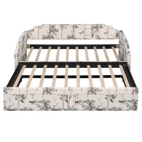 Twin Size Upholstered Daybed with Pop-Up Trundle & USB Charging Ports 48 Twin Size Upholstered Daybed with Pop-Up Trundle & USB Charging Ports