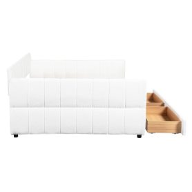 Queen Size Upholstered Platform Bed with USB and 2 Drawers