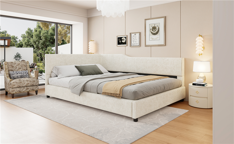 Full Size L-Shaped Corduroy Daybed 16 Full Size L-Shaped Corduroy Daybed