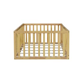 Twin Size Floor Bed with High Fence Railings