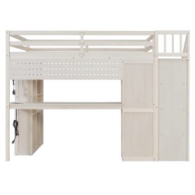 Full Loft Bed Frame with Built-In Wardrobe, Study Desk, Storage Shelves & Lights 41 Full Loft Bed Frame with Built-In Wardrobe, Study Desk, Storage Shelves & Lights