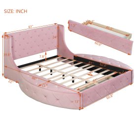 Upholstered Platform Bed Queen Size with Wingback Headboard and 1 Big Drawer, 2 Side Storage Stool 42 Upholstered Platform Bed Queen Size with Wingback Headboard and 1 Big Drawer, 2 Side Storage Stool