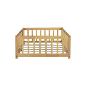Twin Size Floor Bed with Fence and Door