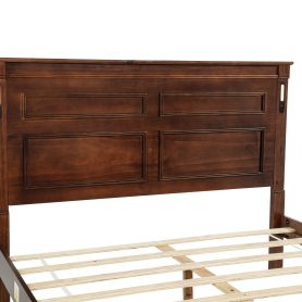 Queen Size Bed with Tall-Panel Headboard & Footboard, 2 Storage Drawers, Built-in LED Lights, USB Charging Station