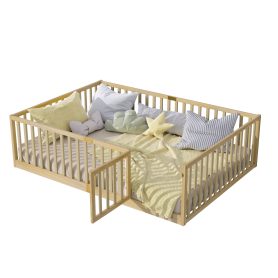 Full Size Floor Bed With High Fence Railings