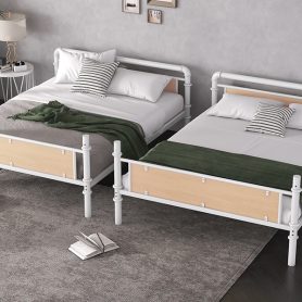 Twin XL over Twin XL Metal Bunk Bed, Industrial Detachable Bunkbeds with Safety Guard Rails for Teens 36 Twin XL over Twin XL Metal Bunk Bed, Industrial Detachable Bunkbeds with Safety Guard Rails for Teens