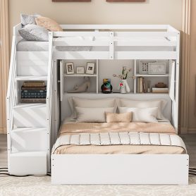 Twin Over Full Bunk Bed With Storage Stairs, Wardrobe, USB And Light 41 Twin Over Full Bunk Bed With Storage Stairs, Wardrobe, USB And Light
