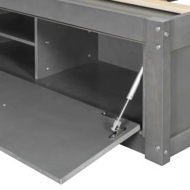 Queen Size Platform Bed Frame with 4 Storage Drawers and Hydraulic Lift Footboard Storage