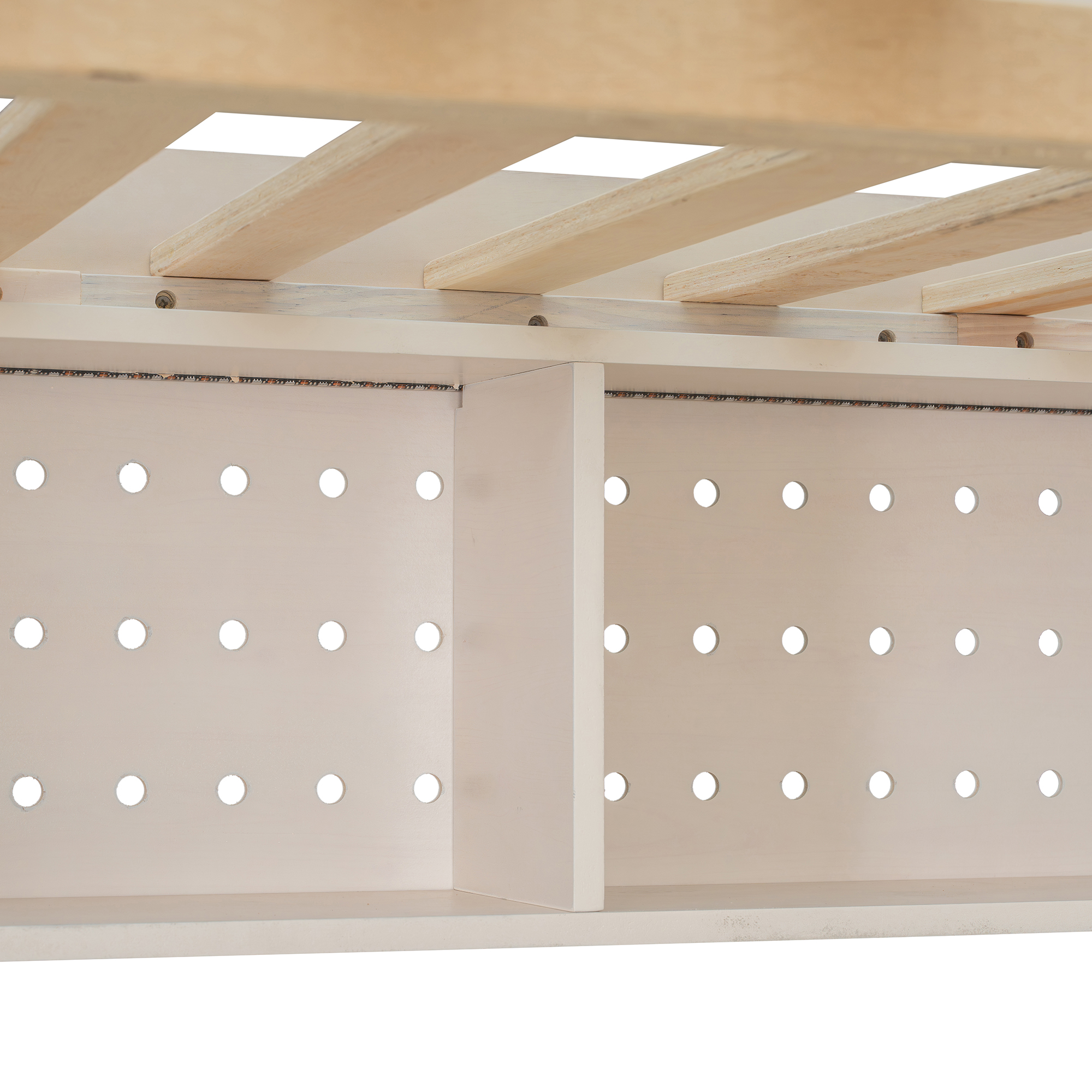 Full Loft Bed Frame with Built-In Wardrobe, Study Desk, Storage Shelves & Lights 23 Full Loft Bed Frame with Built-In Wardrobe, Study Desk, Storage Shelves & Lights