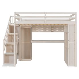 Full Loft Bed Frame with Built-In Wardrobe, Study Desk, Storage Shelves & Lights 43 Full Loft Bed Frame with Built-In Wardrobe, Study Desk, Storage Shelves & Lights