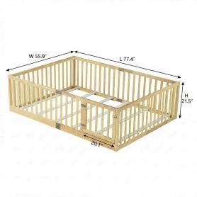 Full Size Floor Bed With High Fence Railings