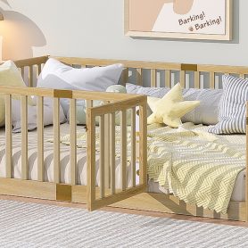 Full Size Floor Bed With High Fence Railings