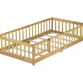 Twin Size Floor Bed with Fence and Door 33 Twin Size Floor Bed with Fence and Door