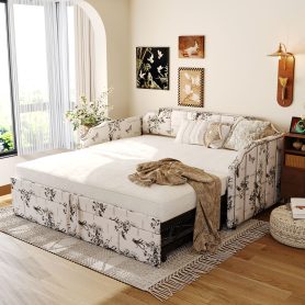 Home 39 Twin Size Upholstered Daybed with Pop-Up Trundle & USB Charging Ports