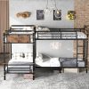 Quad Bunk Bed For 4 Kids, Heavy Duty Metal Twin Bunk Bed Frame