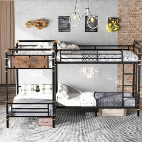 Quad Bunk Bed For 4 Kids, Heavy Duty Metal Twin Bunk Bed Frame