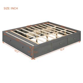Queen Size Platform Bed Frame with 4 Storage Drawers and Hydraulic Lift Footboard Storage