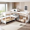 Twin Size L-shaped Bunk Bed With Built-in Desk, 4 Drawers And USB Ports & Power Outlet 1 Twin Size L-shaped Bunk Bed With Built-in Desk, 4 Drawers And USB Ports & Power Outlet