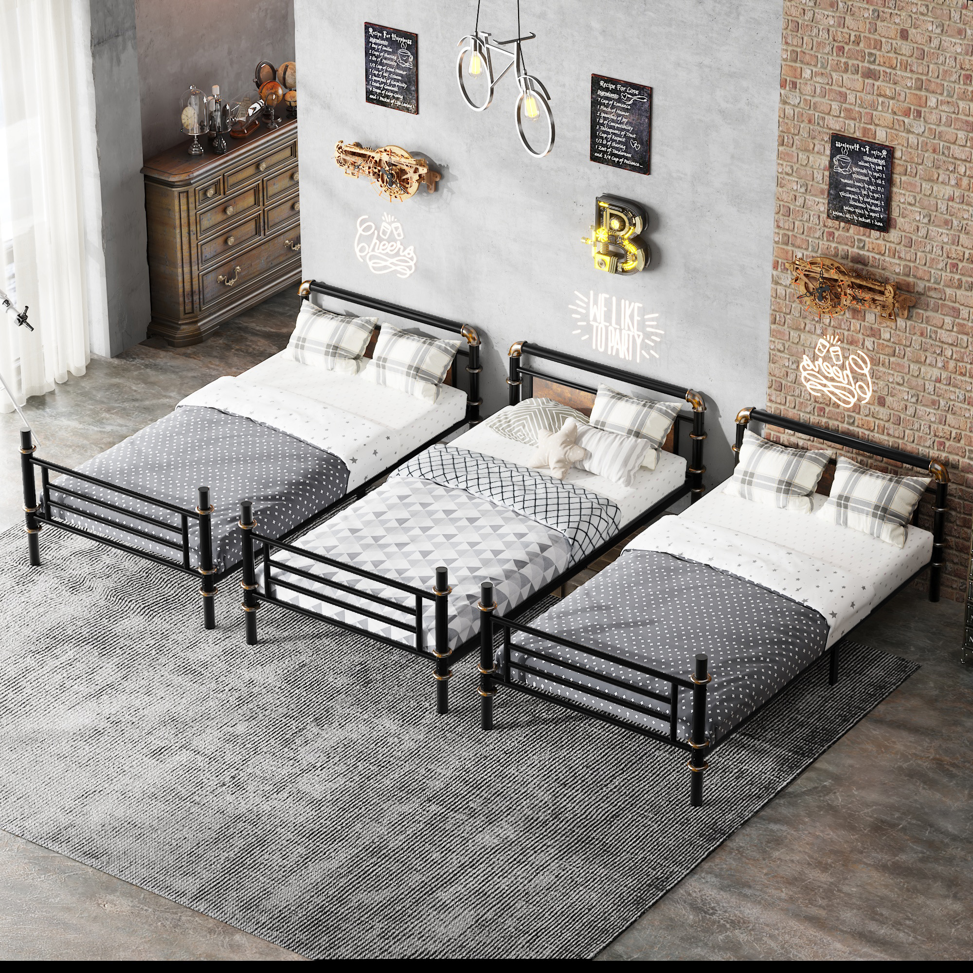 Quad Bunk Bed For 4 Kids, Heavy Duty Metal Twin Bunk Bed Frame 5 Quad Bunk Bed For 4 Kids, Heavy Duty Metal Twin Bunk Bed Frame