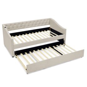 Twin Size Daybed with USB Charging & Pull-out Extendable Bed