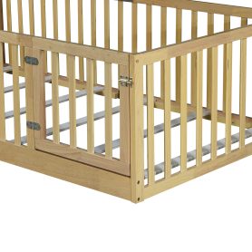 Twin Size Floor Bed with High Fence Railings